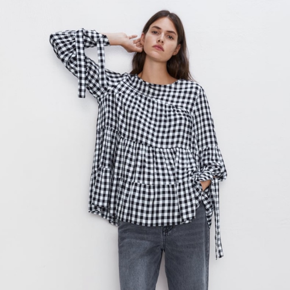New Zara Gingham blouse